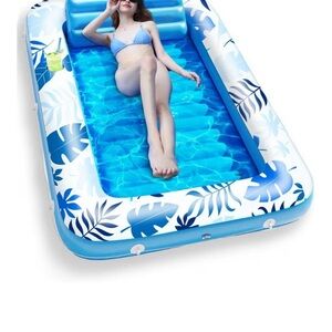 Blue and White Inflatable Pool Float